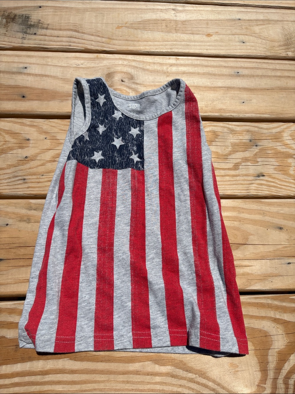 Kids Sleeveless American Flag Tank Top - Red, White & Blue